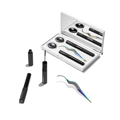 [BRSRA2YCCJ7RMDLG] Lashify Control Kit - Complete DIY Eye Lash Starter Set - Amplify Gossamer Black 10mm, 12mm, White Travel Case, Petite Wand