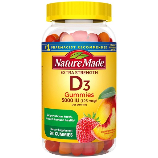 [BRSWY2Q5OAIGEGQ7] Nature Made Extra-Strength Vitamin D3 5000 IU (125 mcg) Gummies (200 Count)