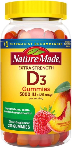 [BRSWY2Q5OAIGEGQ7] Nature Made Extra-Strength Vitamin D3 5000 IU (125 mcg) Gummies (200 Count)