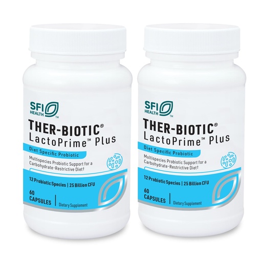 [BRSWGEIHAQIGOFY2] Klaire Labs SFI Health Lactoprime Plus Probiotic - 25 Billion High CFU for Carb-Sensitive Men & Women, 7 Lactobacillus and 5 Bifidobacterium Blend, FODMAP Compliant & Dairy-Free (60 Capsules, 2 Pack)