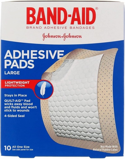 [BRSWKGYIBMIGEEA3] Банд-ейд Бренд Tru-Stay Adhesive Pads, Великі Стерильні Bandages для догляду за одягом та захистом, Великий розмір, 10 ct (пакет 4)