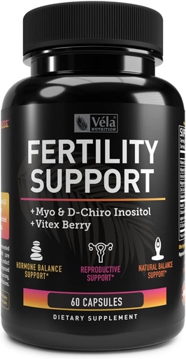 [BRSRMBA6CAHAIYA6] Vela Fertility Support Supplement | + Myo & D-Chiro Inositol + Vitex Berry | Reproductive Support, Hormonal & Ovarian Support Complex | 60 Capsules | 3rd Party Tested, Non-GMO