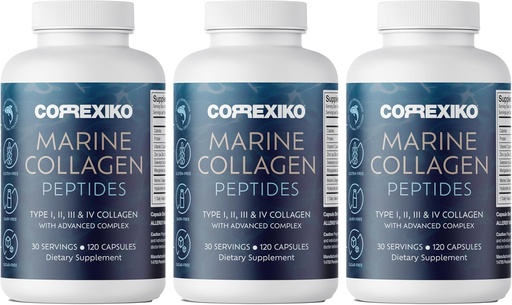 [BRSWY2Y7CMBAGGT3] CORREXIKO Marine Collagen Supplement Pills - 1800mg Hydrolysed Collagen Peptides per Serving with Added Hyaluronic Acid, Vitamiini C & Minerals - Hiukset, iho ja kynnet - 360 kapselia 3 kuukauden tarjonta