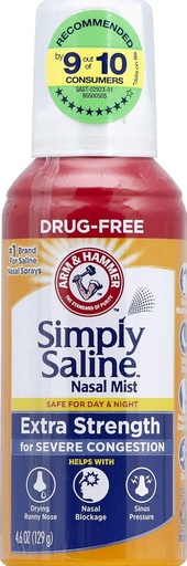 [BRSWIYIMA4EAIF3A] Simply Saline Adult Nasal Mist, Allergy & Sinus Relief, Extra Strength, 4.6 Fl Oz,Multi Color