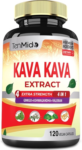 [BRSROZQ6OENGYEL7] Phụ Kava Kava Trích dẫn Capsules, 4 tháng cung cấp cho Ginkgo, Ashwaganda, Valerian-pament phụ trợ - 120 capsules Vega
