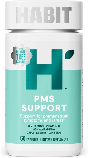 [BRSRAYL4OUHAK33D] Implementació de Habit PMS suplementari per a Dones (60 Capsules) - Suports Premenstrual Symptomes & Stremes, balance Hormone, Mominats, vitamina D, Chasteberry, Ashwagandha, Guten- Free, no- GGM (1 paquet)
