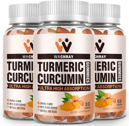 [BRSW2AIKDECBY3IV] Turmeric Curcumin Gummies with Ginger & Black Pepper Extract - 3 Pack Tumeric Gummy Supplements for Pain Inflammation Joint Weight Health Support - Vegan, Organic, Gelatin-Free - for Adults and Kids