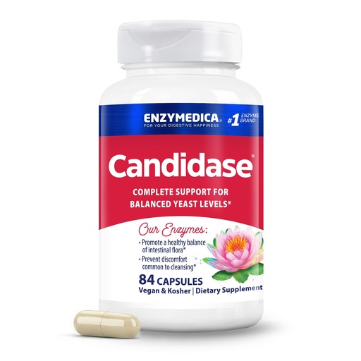 [BRSWIHT3B4DBQFYV] Enzymedica Candidase, Enzymes for Gentle Cleansing Support for Men & Women, Blended for Gut & Microbiome Health with Cellulase and Protease, 84 Count