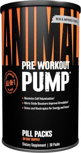 [BRSWIY37OUGWYFQ7] Animal Pump Pre-Workout Supplemento – per l'energia, il fuoco e il muscolo Volumizing, con Nitric Oxide Boosters Compresi Stims e Nootropics, Creatina e Ultimate Pump Enhancer, 30 Packs