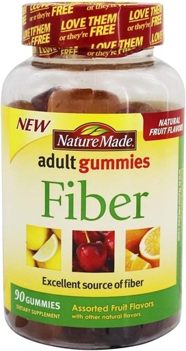 [BRSWKHQTBFYWYGDF] Nature Made Adult Gummies Fiber Assorted Fruit - 90 Gummies