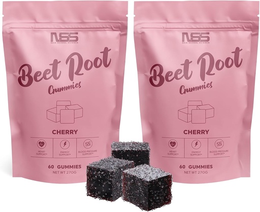 [BRSROEDQOV4GK2A3] Beet Root Gummies with Cherry Flavor, Beet Chewables with Added Grape Seed Extract - Natural Color & Flavor - Beetroot Chews for Workout, Health and Wellness Gummies (120ct)