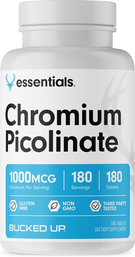 [BRSRMYYOC4HQ2HTO] Bucked Up Chromium Picolinate 1000mcg Per Serving, Bucked Up Essentials (180 Servings, 180 Tablets)