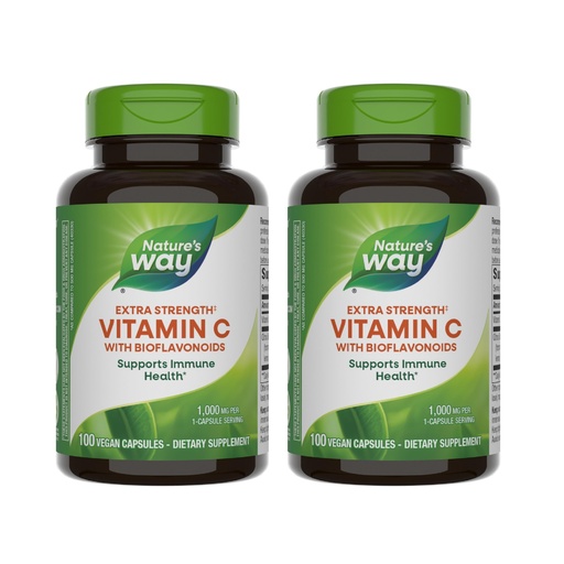 [BRSWKH35CEBAYE34] Nature’s Way Vitamin C with Bioflavonoids - Extra Strength - 1 g Vitamin C as Ascorbic Acid - Citrus Bioflavonoids - For Immune Support* - Gluten Free & Dairy Free - 100 Capsules (2 Pack)