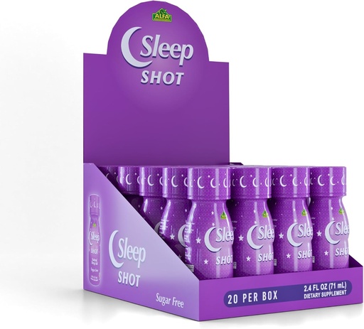 [BRSW22YKO56GY3LH] Sleep Shot by Alfa Vitamins - Contains 10 MG of Melatonin, Vitamin B6, L-Theanine for Healthy Sleep & Night time Routine- 2.5oz Shot Bottle - 20 Pack