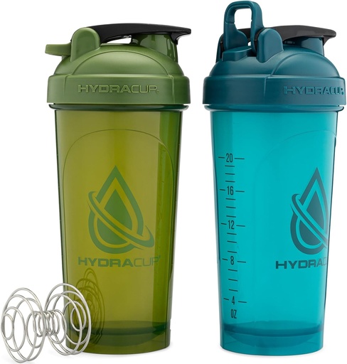 [BRSRAZDQAQIRUDT5] Hydra Cup ProFlow [2 Pack] 28 oz Shaker Bottles for Protein Shakes, Shaker Cups with Ball Blender Whisk, Shaker Bottle with Handle, Travel To Go, BPA Free (Green & Blue, 2 Pack)