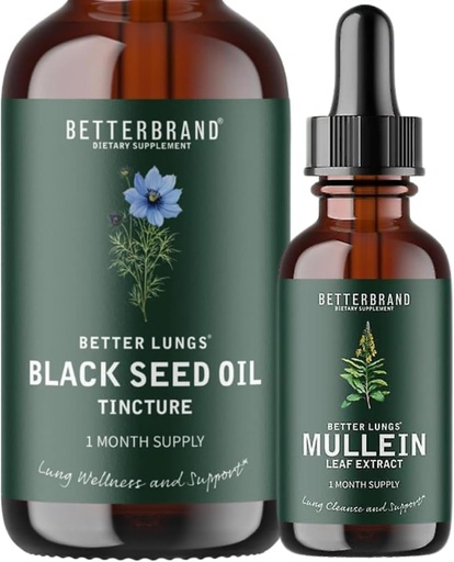 [BRSRAZL2CAFAGFIZ] BetterLungs Mullein Leaf Extract a Black Seed Oil Tincture Bundle