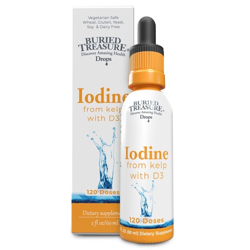 [BRSRMFAPCMJWCF34] Buried Treasure Iodine Drops from Kelp - 2% Liquid Drops,120 Servings, 2 fl oz, Natural Thyroid & Immune Support, Vegan & Non GMO
