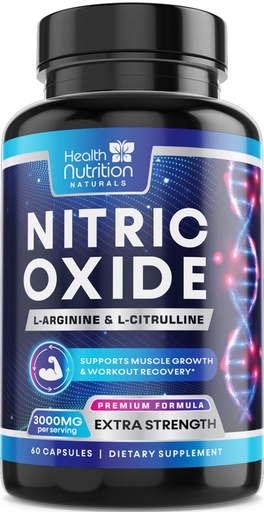 [BRSW2YYEBANWKCQ7] Extra Strength Nitric Oxide Booster - 3X Strength L-Arginine AKG & Citrulline Malate - Men & Women Premium Pre Workout Nitric Booster - Natural Energy & Muscle Support, Bottled in USA - 60 Capsules
