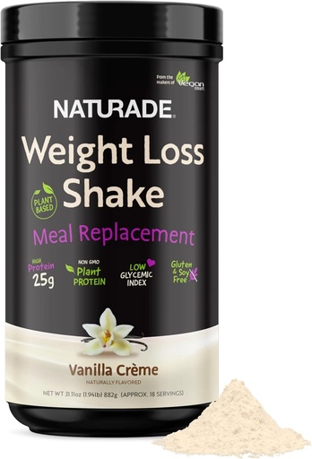 [BRSROH3QOR7QY2A6] Naturade Weight Loss Shake Meal Replacement, 18 Servings - 25g Πρωτεΐνη Βασισμένη σε φυτά, CLA, Ίνες & 18 Βιταμίνες και Ορυκτά Σχεδιασμένο να κουρεύει και να ενισχύει την καθημερινή διατροφή - Vanilla Creme