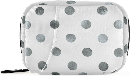 [BRSRMFLRAAIGKHQ7] Naanle Silver White Polka Dot Pill Box 7 Day Case Bag מארגנת עם Zipper Portable Medium Size עבור תוסף ויטמין A Dots Grey 4.6 x 3.14 x 1.88 אינץ'