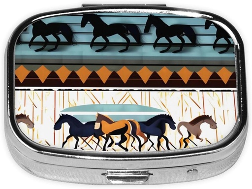[BRSRAHQ7OYMBEEQ2] Pill Box, Purse & Pocket üçün Kiçik Pill Case, Cute Medicine Organizer Səyahət Pillbox, Vitaminlər, Cəmiyyət, Balıq Yağ və Ekstrları,Horse Stripes Patterns Pattern