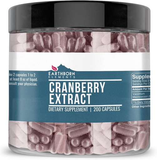 [BRSWYZD4AEGRAFD5] Earthborn Elements Cranberry Extract 200 Capsules, Pure & Undiluted, No Additives