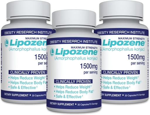 [BRSWIGICBQDB6FL4] Lipozene Diet Pills - Weight Loss Supplement - Suppresses Appetite- Three Bottles of 90 Capsules in Total
