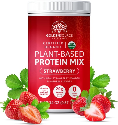 [BRSWGFL4BENQGC3K] Strawberry - Plant Based Protein Powder, Protein Mix, Protein Powder with Vitamins & Minerals, 20g of Protein, & Complete Amino Acid Profile, Vegan Protein Powder