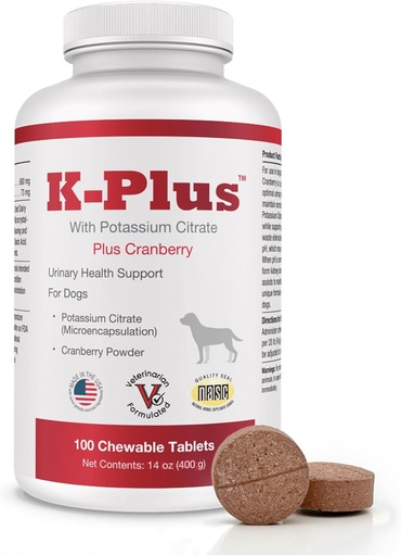 [BRSWIZQGAJ6AYADY] K-Plus Potassium Citrate Plus Cranberry 狗肉补充剂 - UTI 补救 Chewable 药片 - 支持Bladder 健康 - 每只狗饲养(100个标签)