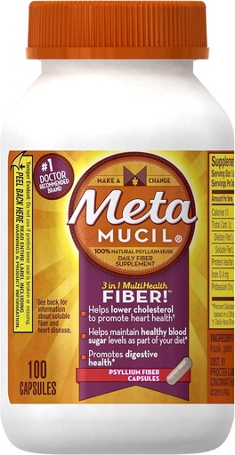 [BRSWIYITOB7A43TM] Metamucil Multi-Health Fiber Capsules by Meta 100 capsule bottle (OLD)