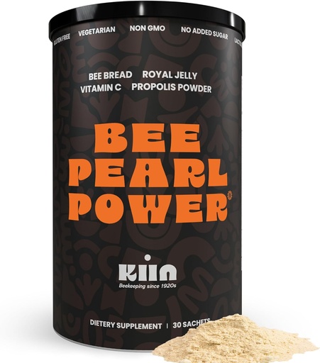 [BRSROFQOCMPQGFYU] Kiin Bee Bread Powder - Fermented Pollen & Honey, 100% Natural Multivitamin, Superfood for Energy, Metabolism, Sleep, Recovery, Immunity | Contains Royal Jelly and Propolis