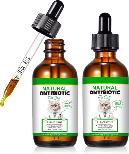 [BRSRAGI2C4OW2ETF] Cat Antibiotics, Antibiotics for Cats, Natural Cat Multivitamin Herbal Supplements 60ml-2pcs