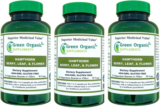 [BRSRMYDQO4MWKAIY] Green Organic Supplements Hawthorn Berry Capsules, Leaf, Flower, Hawthorn Supplements Contains 90 Capsules, Natural Hawthorn Herbs for Cardiovascular Health & Natural Heart Care (Pack of 3)