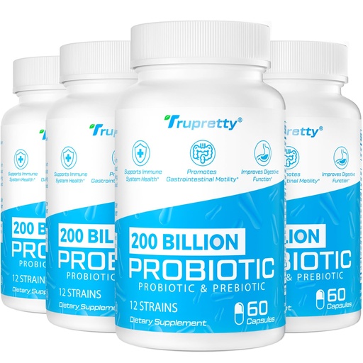 [BRSROFIFBAHRYHTU] 200 Billion Cfus 12 Strains Probiotic, with 3 Organic Prebiotics, Probiotics for Women Men, Daily Supplement for Immune, Gut, Digestive Health, Shelf Stable, Non GMO, 240 Caps (240-Days Supply)