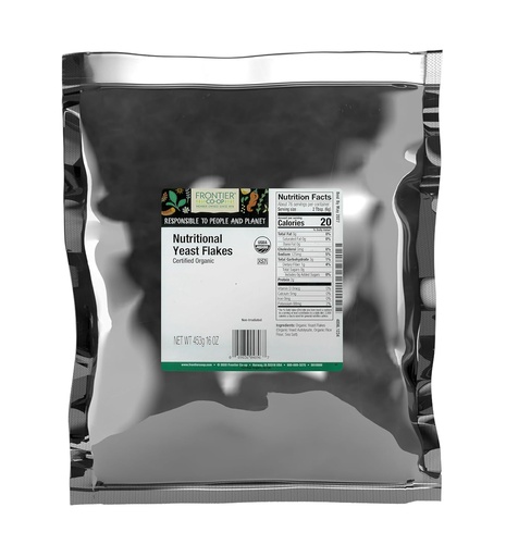 [BRSWGEL7BYPQ4HTV] Frontier Co-op Organic Nutritional Yeast Flakes, 16 Oz, Bulk Bag - Essential B Vitamins, Non-Irradiated, Kosher Yeast - Parmesan Cheese Substitute