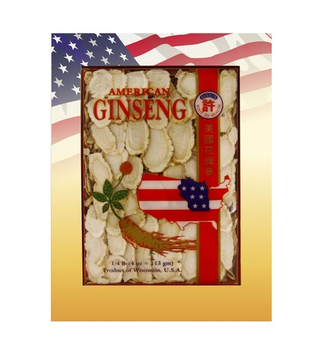 [BRSWKHY2A4GBCGT4] Hsu's SKU 0126-4 | Cultivated Wisconsin-Grown | American Ginseng Mixed Large-Medium Slices 0126-4 | 4oz Box
