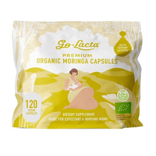 [BRSWIZQ4PIAB42Q7] Go-Lacta® 100% Organic Moringa Capsules for Breastfeeding Moms, 120 Capsules