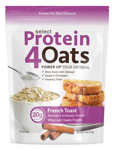 [BRSROAAKOAPQE332] PEScience Protein4Oats, Protein Powder to Make Amazing Tasting Protein Oatmeal, with Whey and Casein - French Toast, 12 Servings