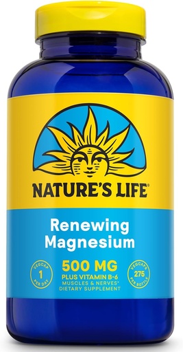 [BRSWGAAEDEBAYHI3] La natura Naturalas Renovant Magnesi 500 mg - Magnesi Citrat, Magnesi Magnesi Oxide Plus Vi-6 - Muscles i Nerves - 275 Servs, 275 ViegCaps