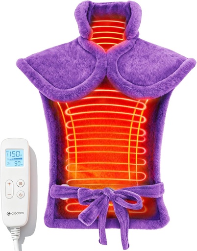 [BRSRAYYQAAFRA2TF] CooCoCo Back Heating Pads for Women Grandma, FSA Eligible Heat Pad for Back Pain Relief, Cute Heat Pad with 6 Heat Levels, Christmas Gifts for Mom Wife Her Grandma, ETL Certified, Purple