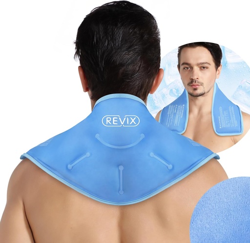 [BRSROGTRAENBU3TA] REVIX Neck Ice Pack Wrap – Reusable Hot Cold Gel Pack for Neck and Shoulder, Large Flexible Design with Soft Plush Lining, Cervical Gel Ice Wrap Ideal for Post-Workout Recovery, Fatigue & Relaxation