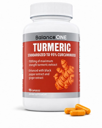 [BRSWYZY6OR4AYC3X] Balance ONE Turmeric Extract 1000mg - Turmeric Curcumin Supplement with 95% Curcuminoids, Black Pepper Piperine & Ginger - Joint Comfort & Antioxidant Support