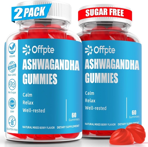 [BRSRAA3RPIOWG2DD] Ashwagandha Gummies Sugar Free for Women Men, High Potency Ashwagandha Root Extract Supplements with L-Theanine GABA Chamomile Turmeric Vitamin D3 B12 for Stress Adults Vegan (Mixed Berry)