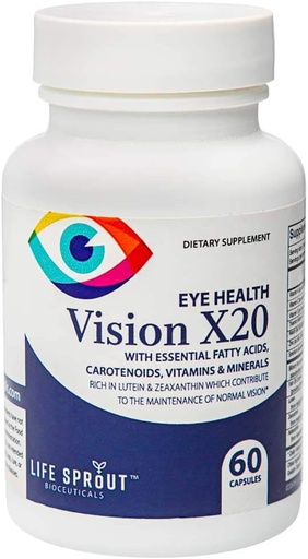 [BRSWGELYC4PAACYV] Vision X20 with Lutein, Beta-Carotene, L-Glutatione, Bilberry and Niacin for Vision Support, Overall Eye Health