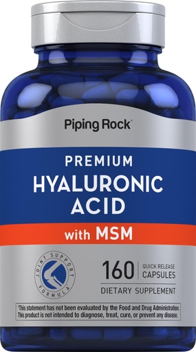 [BRSROBQCCUHQKCA2] Piping Rock Hyaluronic Acid Supplement | 100mg | 160 Capsules | with MSM for Women and Men | Non-GMO, Gluten Free