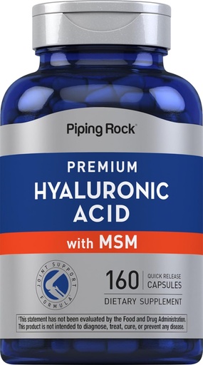 [BRSROBQCCUHQKCA2] Pipping Rock Hyaluronic Acid Supplement | 100mg | 160 Capsules | 与 MSM 为男女配音 | 非GMO, Gluten Free