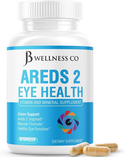 [BRSRAZLQDMNQEAD6] JB Wellness AREDS 2 Eye Vitamin & Mineral Supplement, Contains Lutein, Vitamin C, Zeaxanthin, Zinc & Vitamin Enhance Vision Supplement - 60 Count