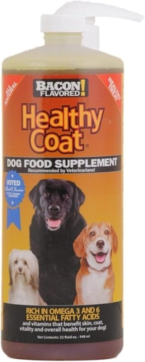 [BRSWIAQRAYNBCAA7] HealthyCoat Dog Food Supplement: Quart. Liiallinen kuoriutuminen, kutina, kuumat täplät, Allergiat, Immuunijärjestelmä
