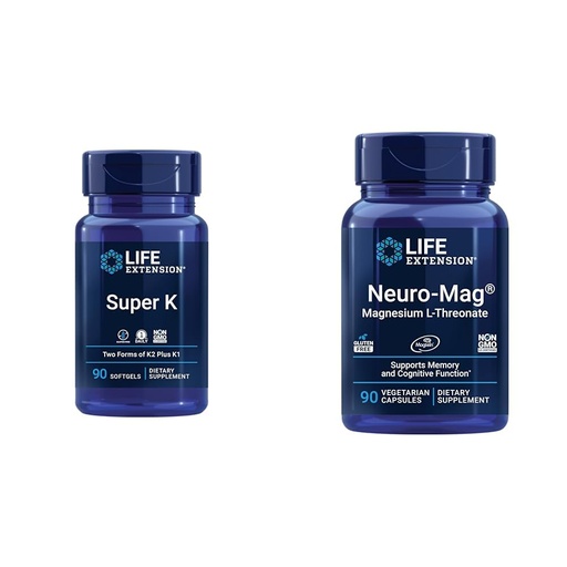 [BRSROAIKC57REETO] Life Extension Super K, Vitamin K1, Vitamin K2 mk-7, Vitamin K2 mk-4 & Neuro-mag Magnesium L-threonate, Magnesium L-threonate