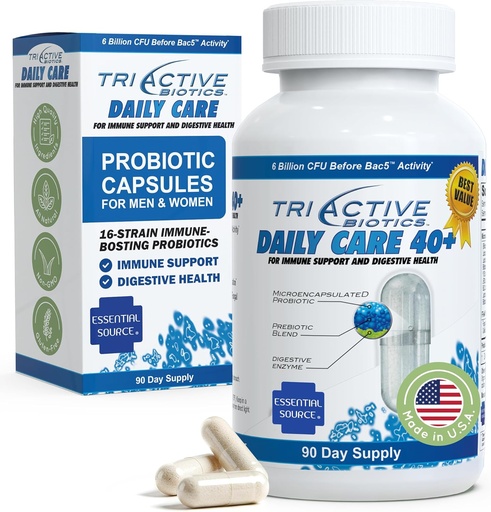 [BRSW2ZA6A4IWKCDB] TriActive Biotics Daily Care - Probiotics for Women and Men, Prebiotic Blend with 6 Billion CFU - Probiotics for Digestive Health - Support Gut Health, Immune Defense - 90 Capsules